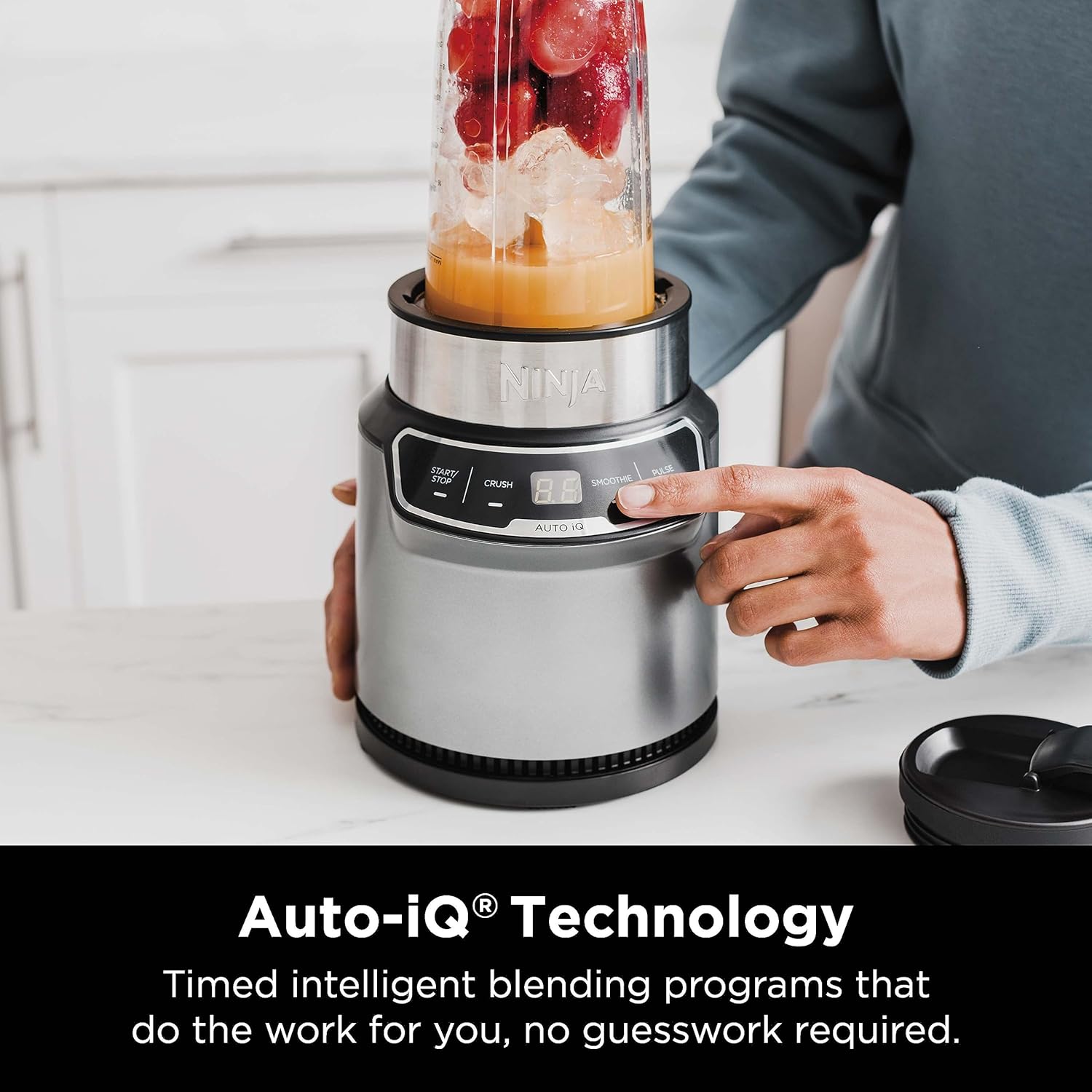 Ninja BN401 Nutri Pro Compact Personal Blender, Auto-iQ Technology, for Frozen Drinks, Smoothies, Sauces & More